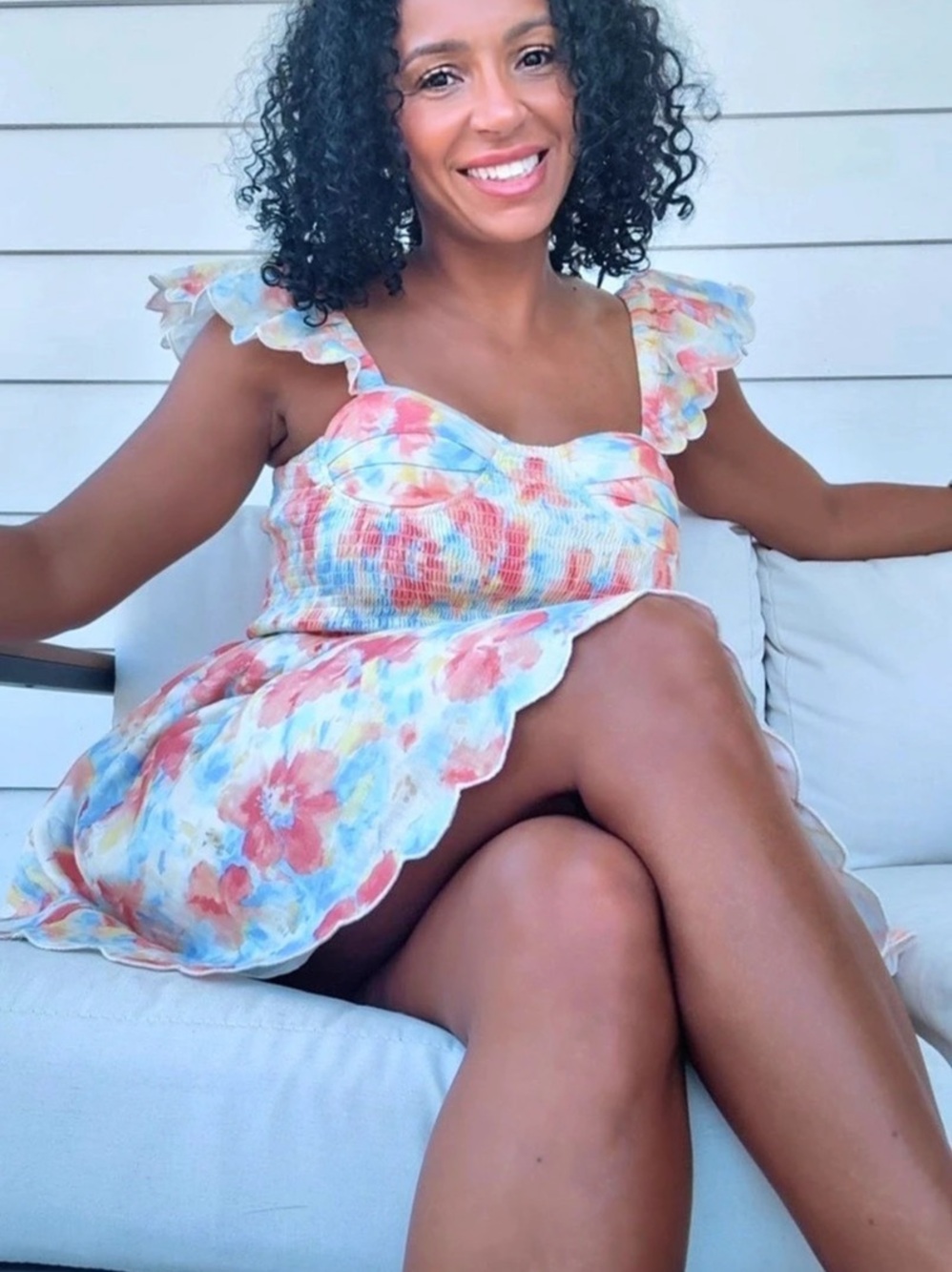 MABLE Floral Mini Dress in Pink & Blue Size Medium NWT
